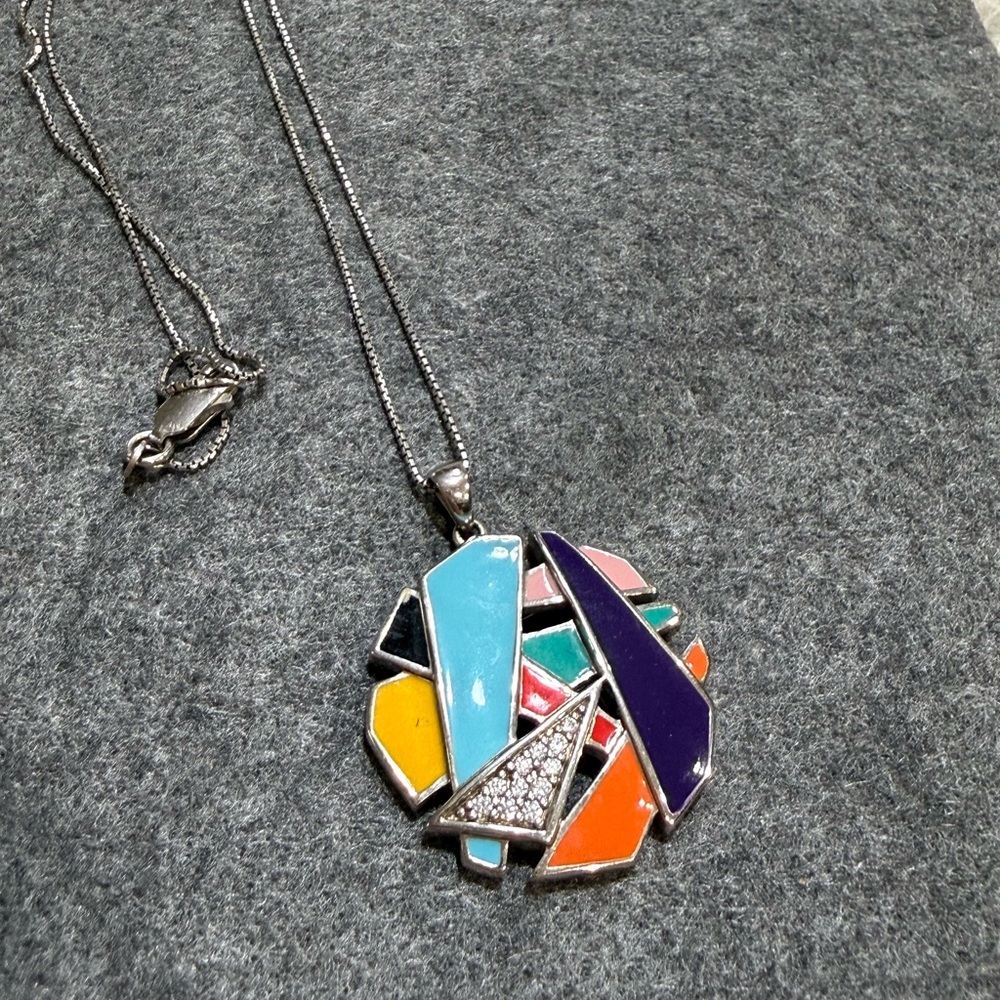 BELLE ETOILE Multicolor Pendant And Ring Set Size 8 Sterling Silver